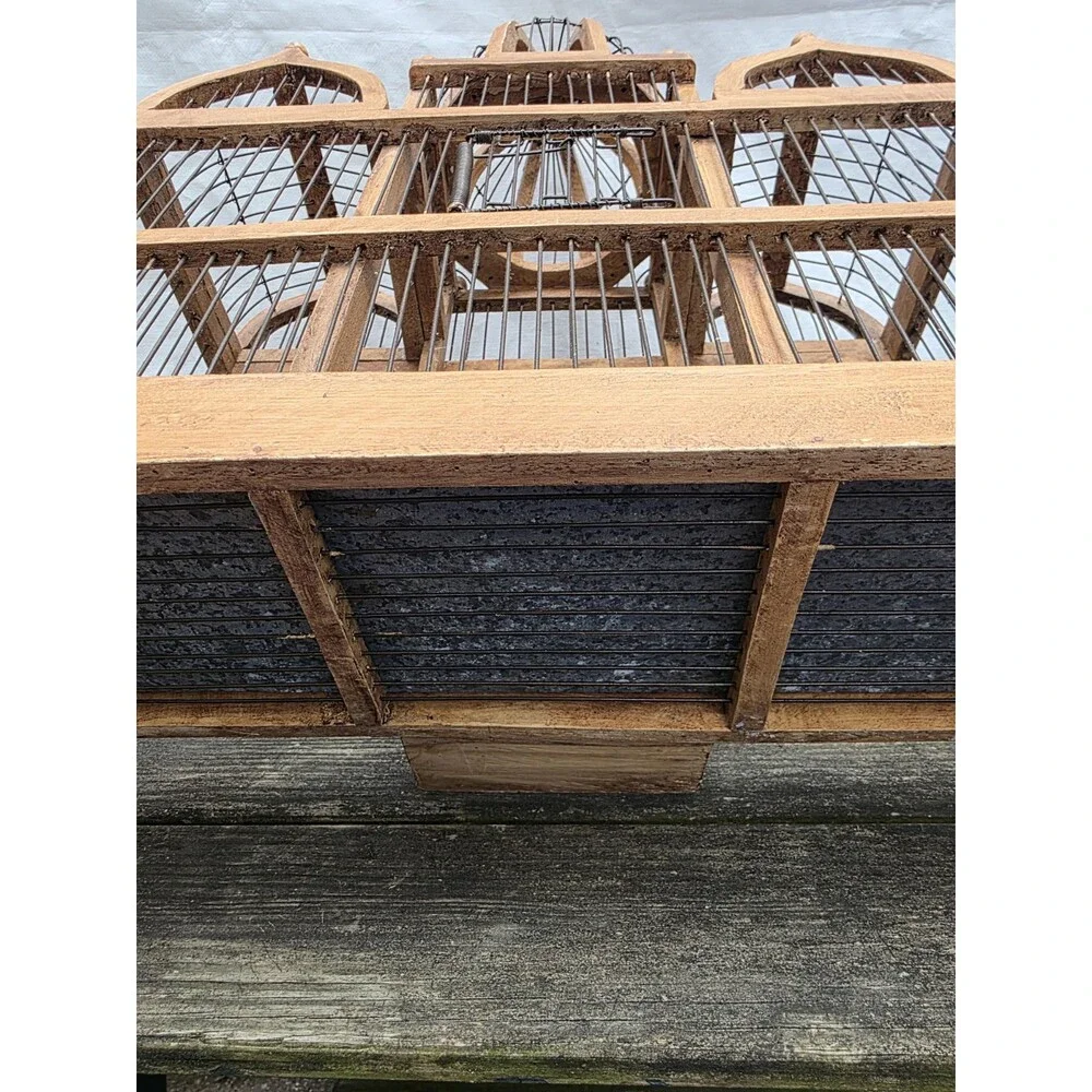 Vintage Victorian Architectural Wood & Wire Birdcage Dome Cathedral Palace